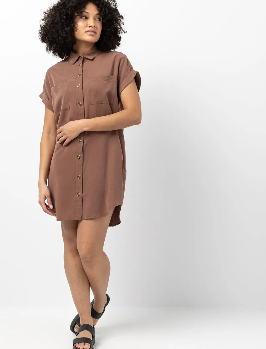 Plain Dolman Sleeve Shirt Dress