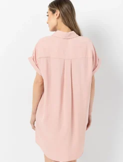 Plain Dolman Sleeve Shirt Dress