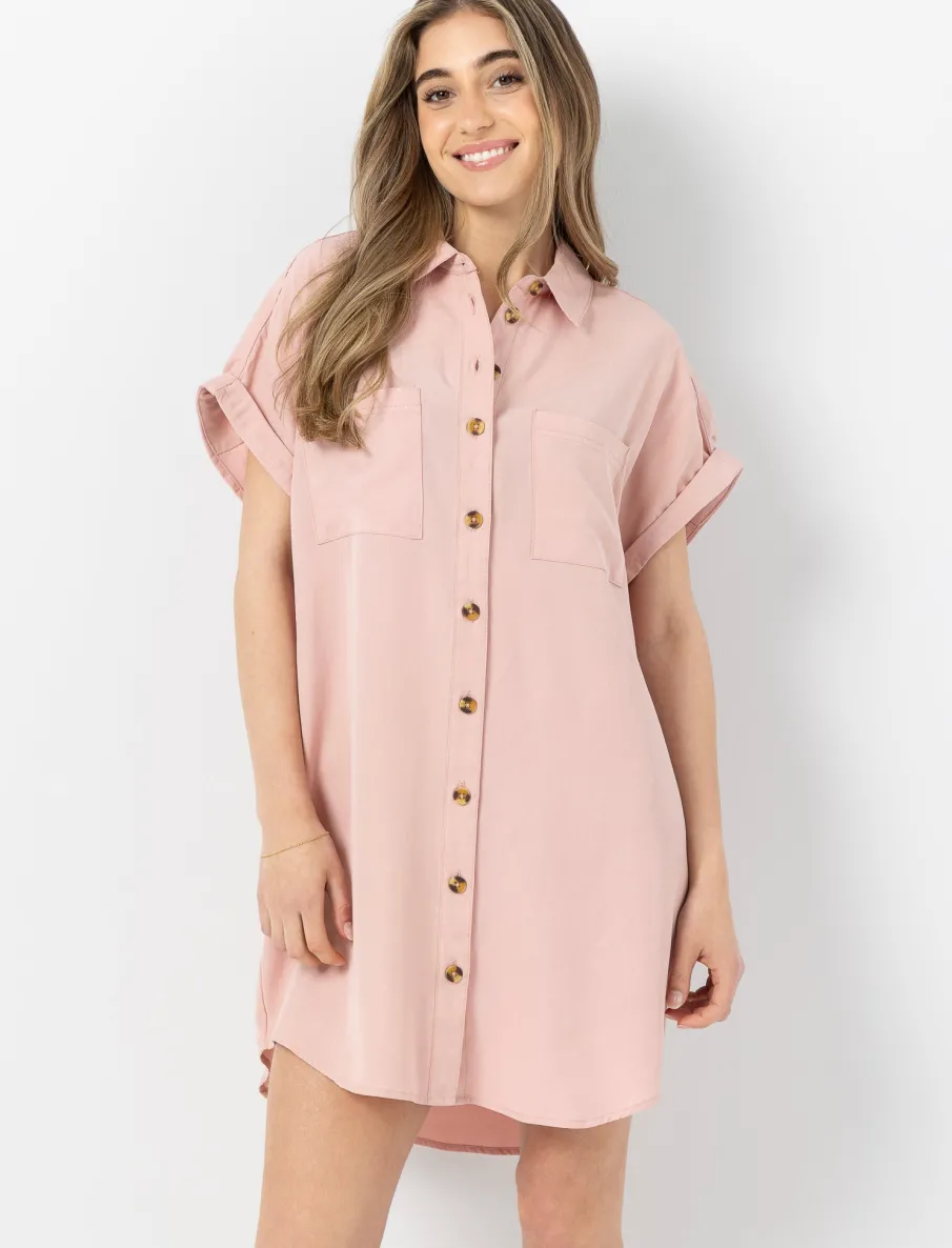 Plain Dolman Sleeve Shirt Dress