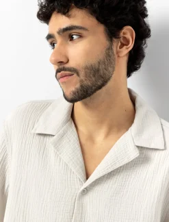 Plain Short-sleeved Cotton Gauze Shirt