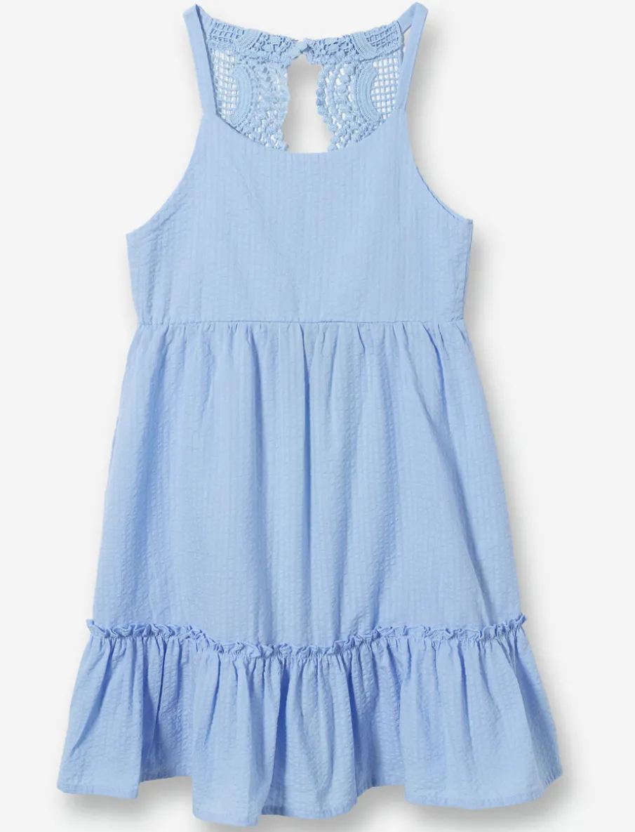 Pleated Dress with Lace Detail