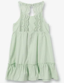 Pleated Dress with Lace Detail