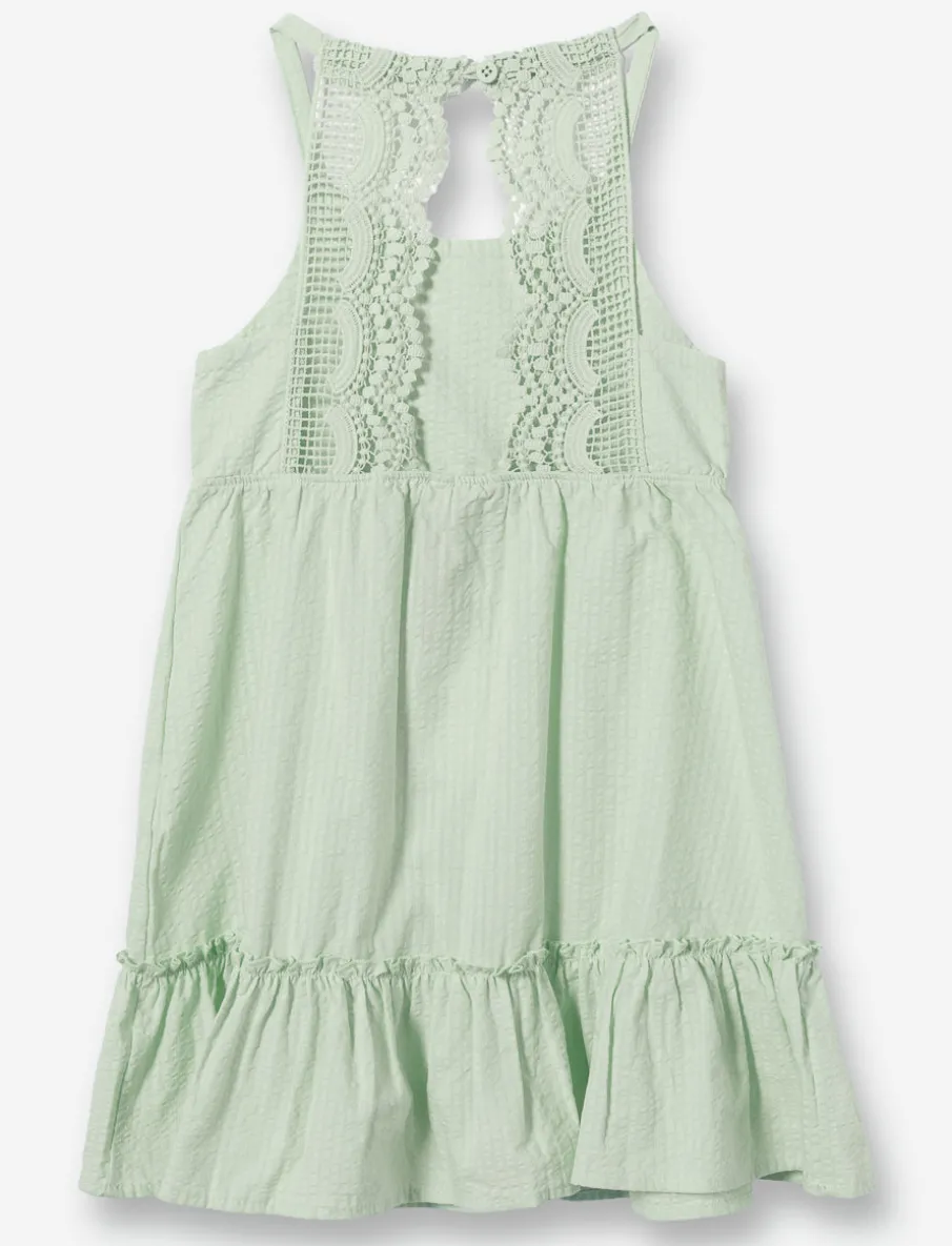 Pleated Dress with Lace Detail
