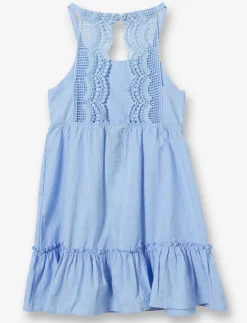 Pleated Dress with Lace Detail