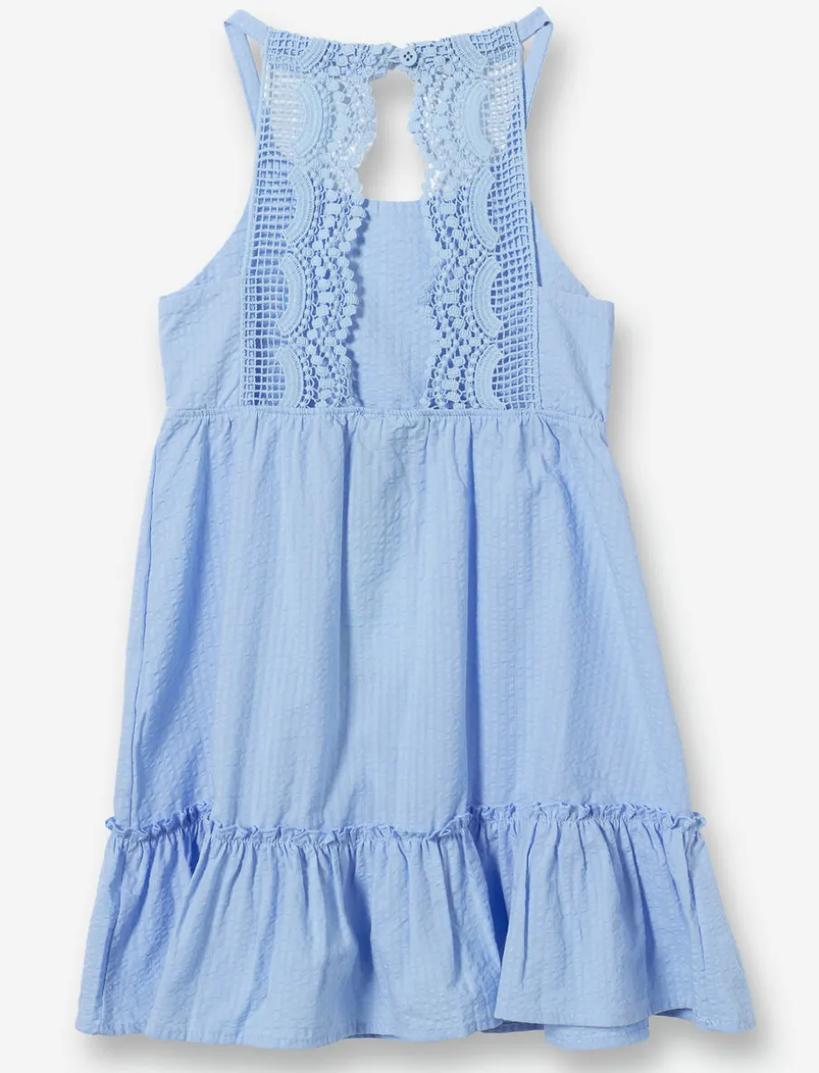 Pleated Dress with Lace Detail