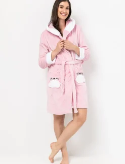 Plush Bathrobe with Cat Pockets