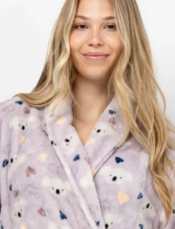 Plush Bathrobe with Koala Print