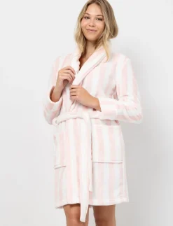 Plush Striped Bathrobe