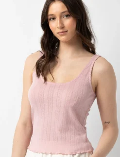 Pointelle PJ Tank Top with Lettuce Hem