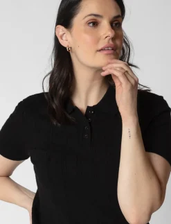 Pointelle-knit Polo