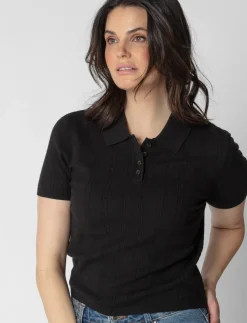 Pointelle-knit Polo