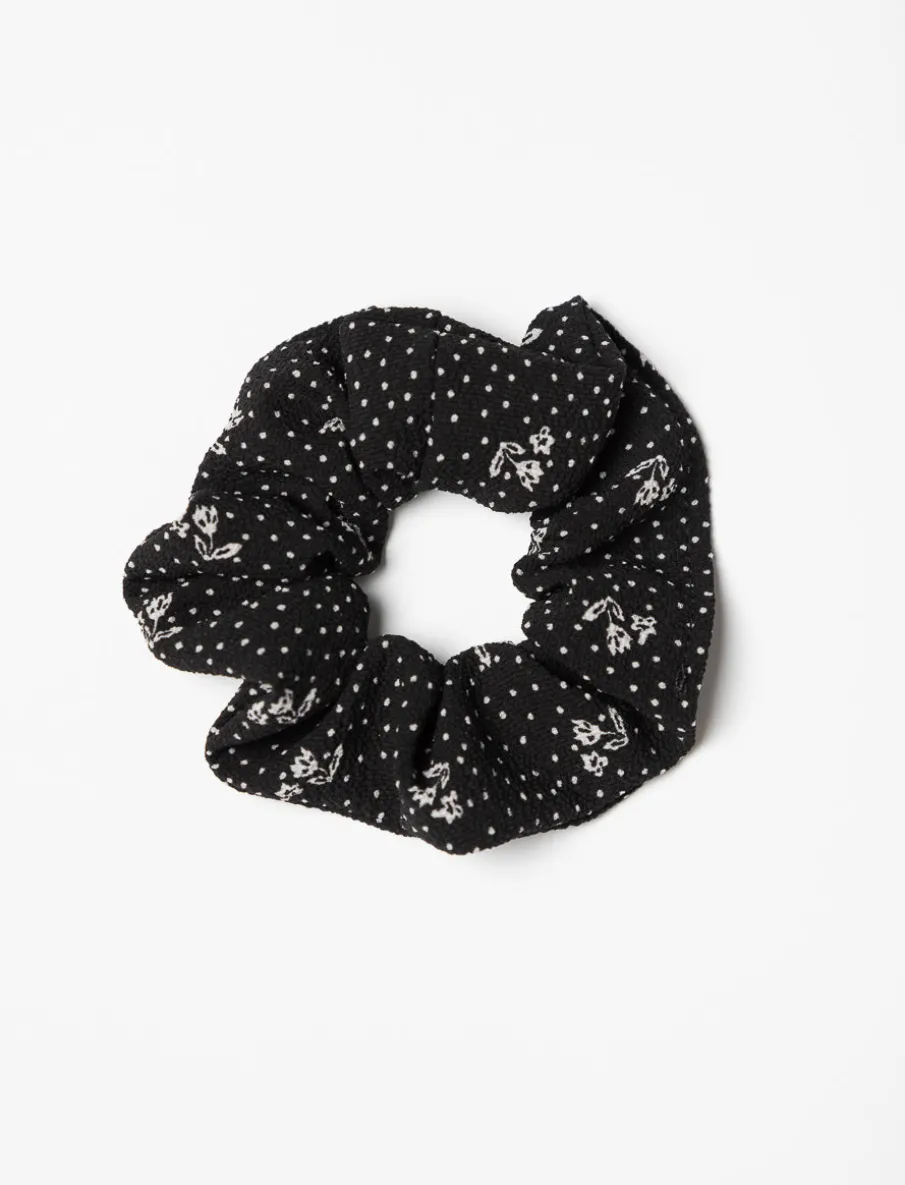 Polka Dot and Floral Print Scrunchie