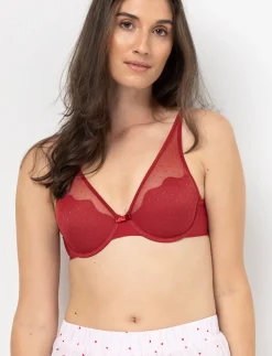 Polka Dot Mesh Underwire Bra