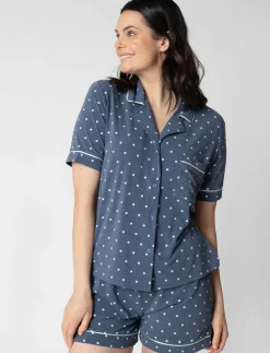 Polka-dot Short-sleeve Night Shirt