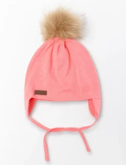 Pompom Beanie with Ear Flaps - Little Girls