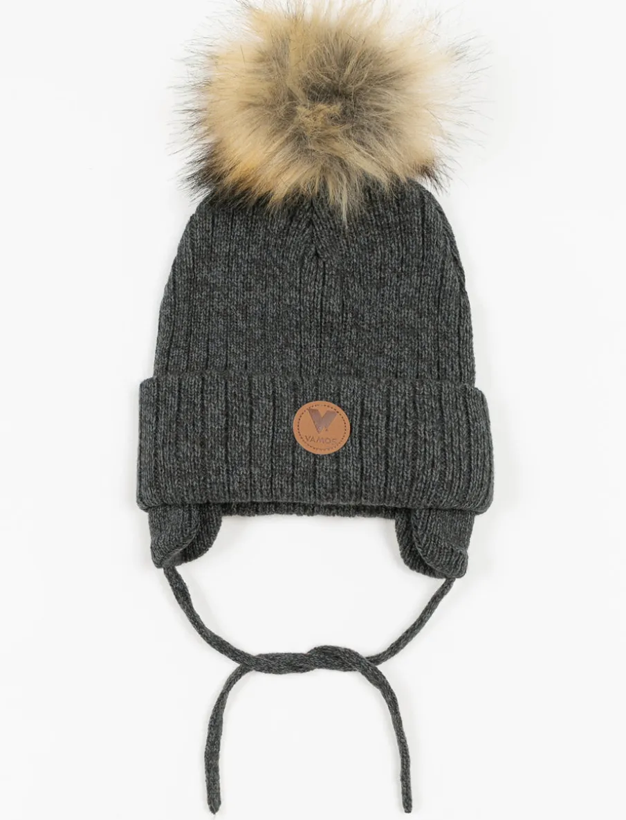 Pompom Beanie with Ear Flaps - Children
