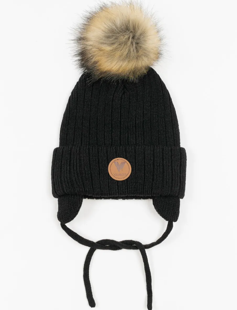 Pompom Beanie with Ear Flaps - Children