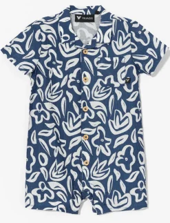 Printed Button-front Romper