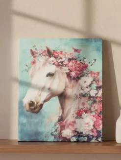 Printed Canvas - Horse & Flowers
