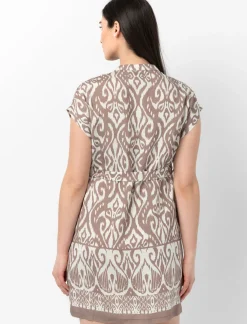 Printed Dolman Dress with Belt
