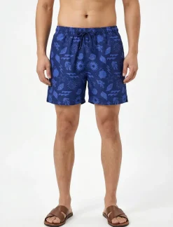 Printed Elastic Waist Boardshort