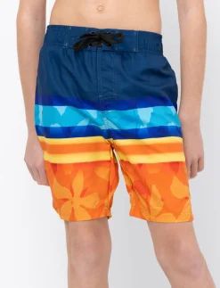 Printed Elastic-waist Boardshorts