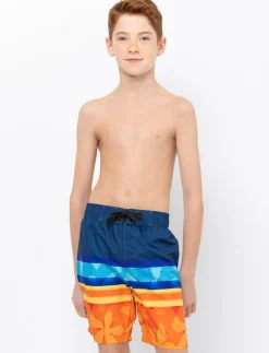 Printed Elastic-waist Boardshorts