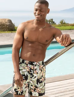 Printed Elastic-waist Boardshorts