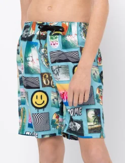Printed Elastic-waist Boardshorts