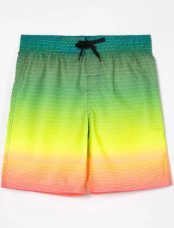 Printed Elastic-waist Boardshorts
