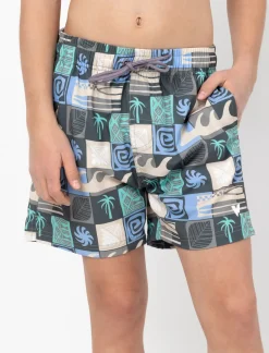 Printed Elastic-waist Boardshorts