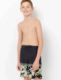 Printed Elastic-waist Boardshorts