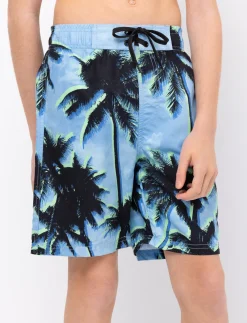 Printed Elastic-waist Boardshorts
