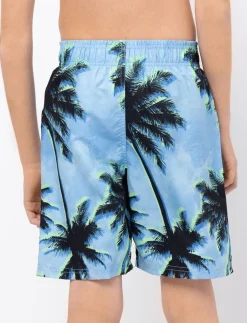 Printed Elastic-waist Boardshorts