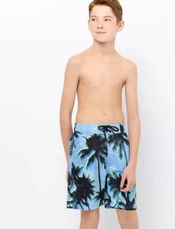 Printed Elastic-waist Boardshorts