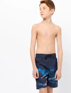 Printed Elastic-waist Boardshorts