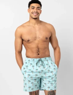 Printed Elastic-waist Boardshorts