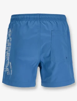 Printed Elastic-waist Swim Shorts
