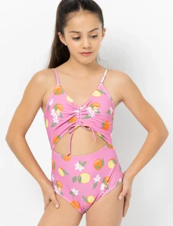 Printed Front-cutout 1-piece Swimsuit