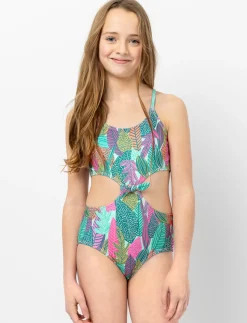Printed Front-tie 1-piece Swimsuit