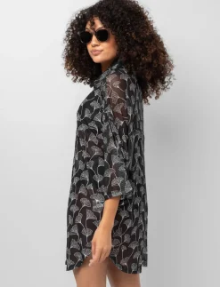 Printed Long Shirt Cover-Up