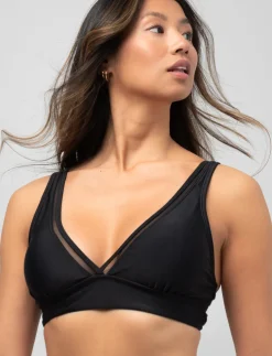 Printed Mesh Detail Bikini Top