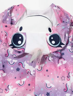 Printed 1-piece Onesie with animal-ear Hood