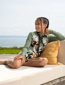 Printed 1-piece Rash Guard Swimsuit