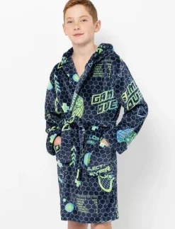 Printed Plush Bathrobe
