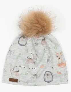 Printed Pompom Beanie - Baby