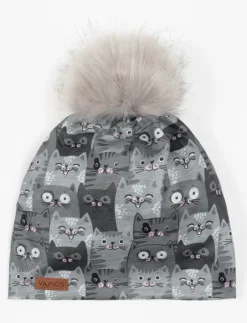 Printed Pompom Beanie - Children