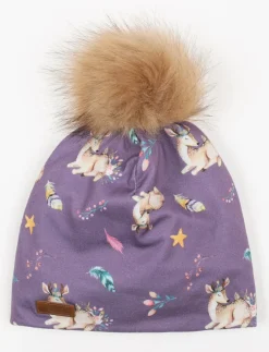 Printed Pompom Beanie - Children