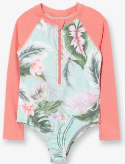Printed Rash Guard 1-piece Swimsuit - Little Girl