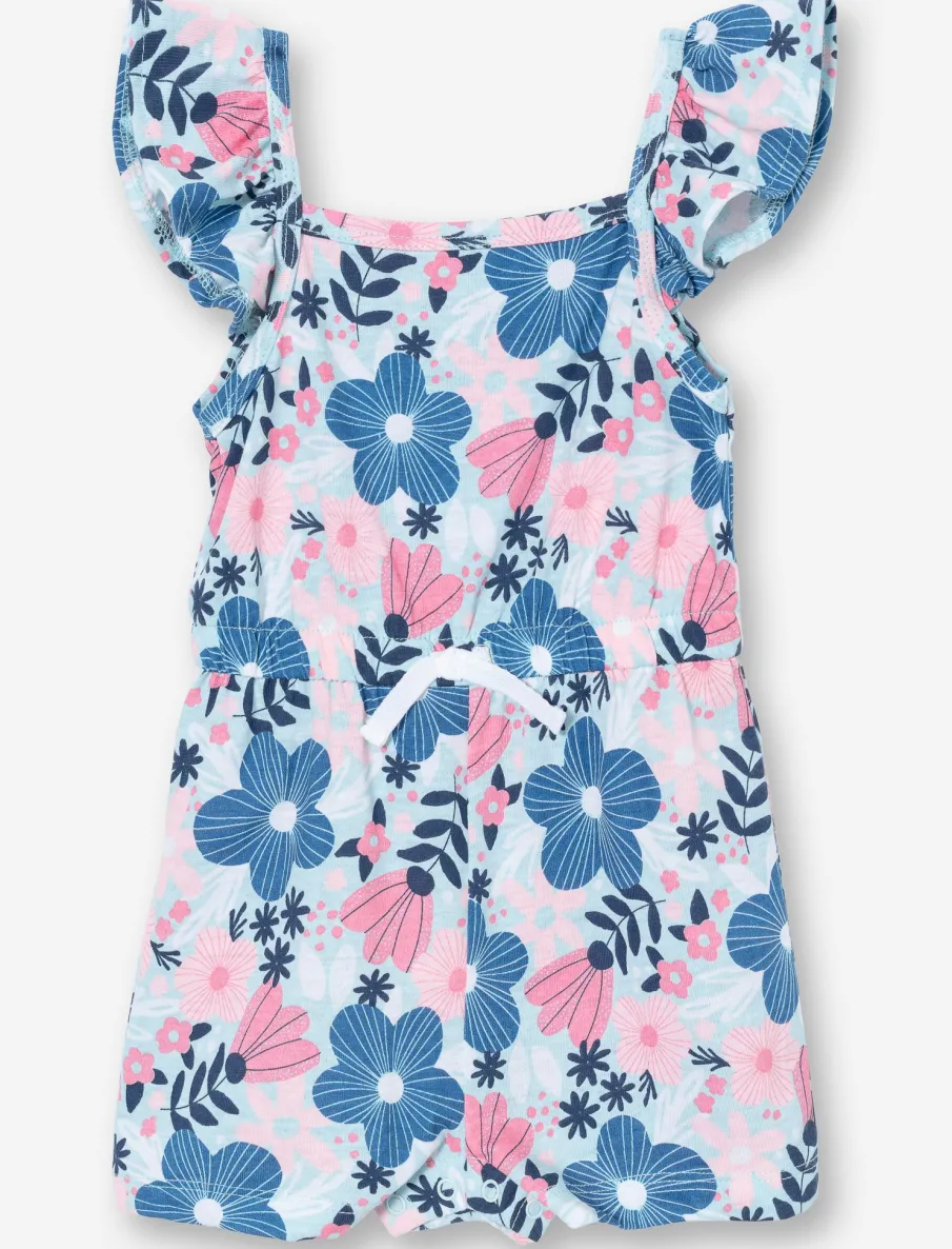 Printed Ruffle-sleeve Romper